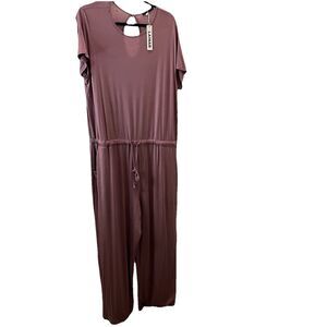 Lainab Jumpsuit Jumper Drawstring Waist Short Sleeve Womens 2XL Light Purple